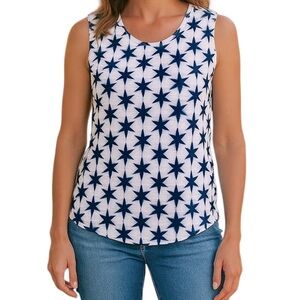 LUCKY BRAND Tank top White with Navy blue stars Ties in back Size Large
